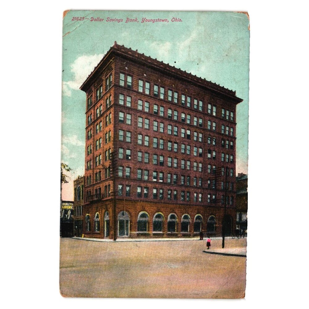 Antique Postcard Dollar Savings Bank Youngstown Ohio 1911 Postmarked Building